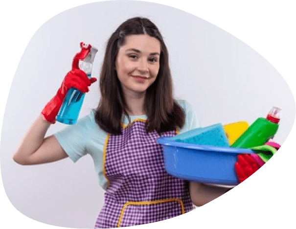 woman with cleaning stuff