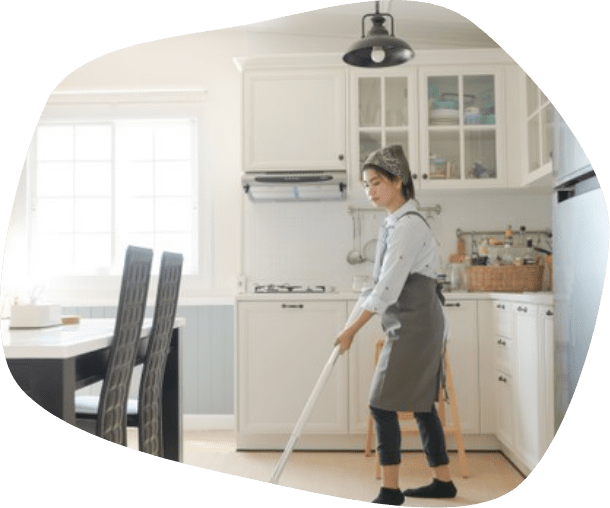 woman cleaning house